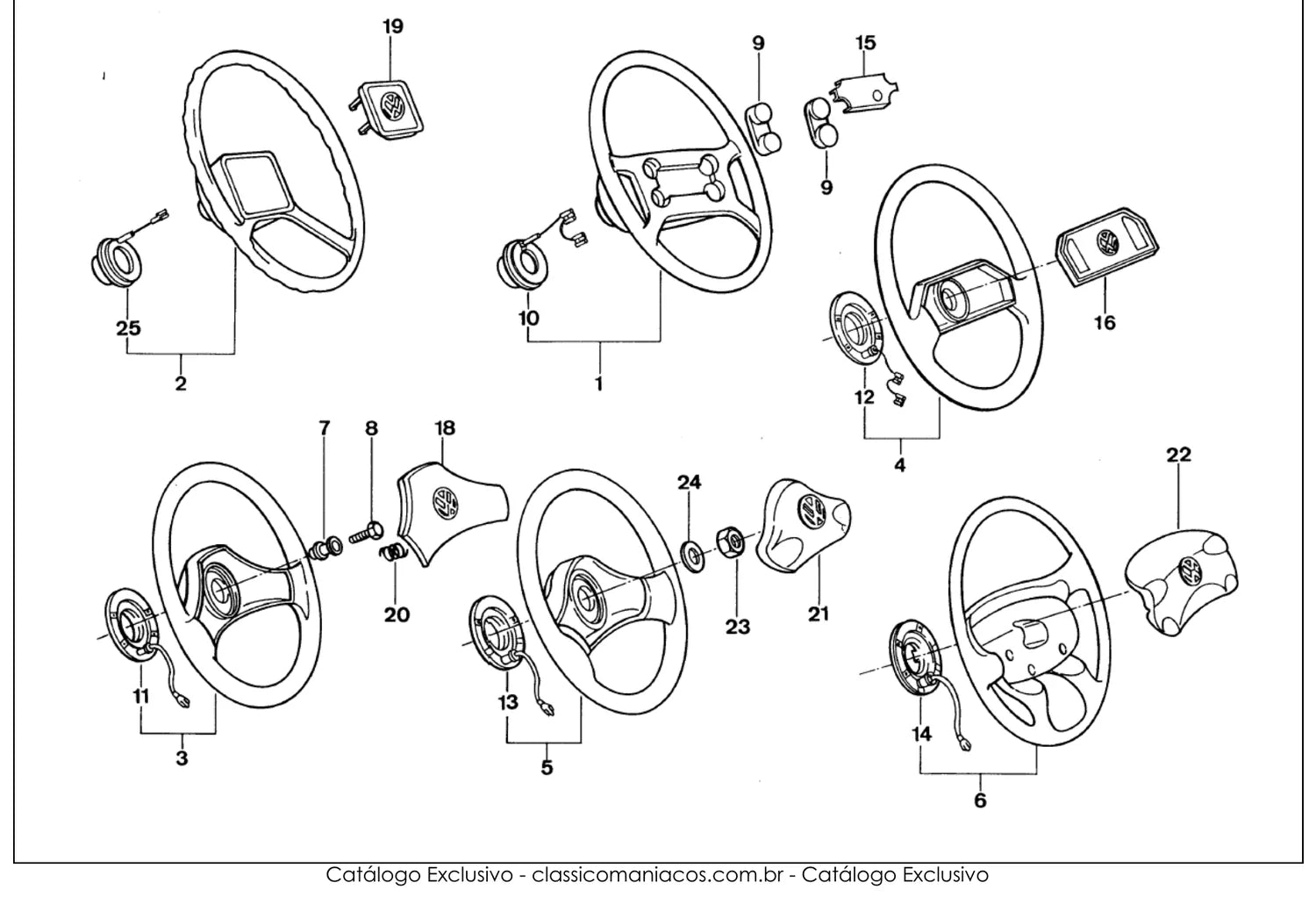 Catálogo de Peças Volkswagen Gol quadrado AE, AP e AT (1980-1996) — vista explodida 1 (pág. 696 do PDF)