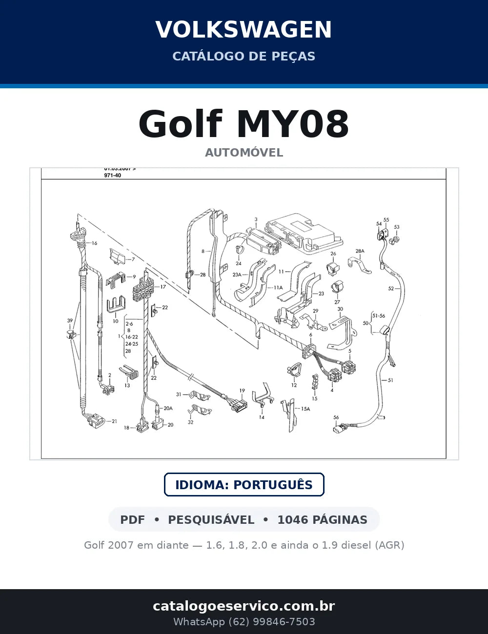Catálogo de Peças Volkswagen Golf 1.6, 1.8 e 2.0 (2007-2010) — capa