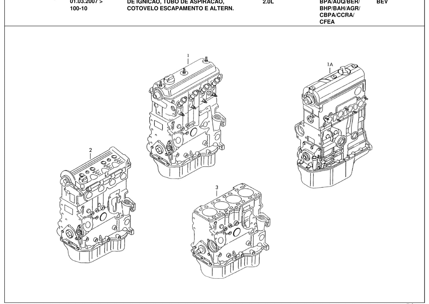 Catálogo de Peças Volkswagen Golf 1.6, 1.8 e 2.0 (2007-2010) — vista explodida 1 (pág. 1 do PDF)