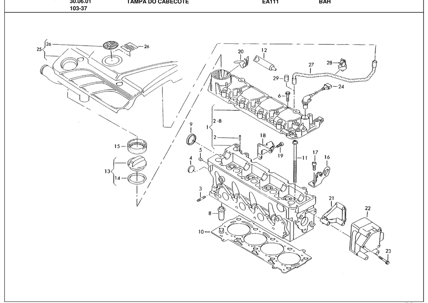 Catálogo de Peças Volkswagen Golf A4 1.6, 1.8 e 2.0 (1999-2001) — vista explodida 3 (pág. 27 do PDF)