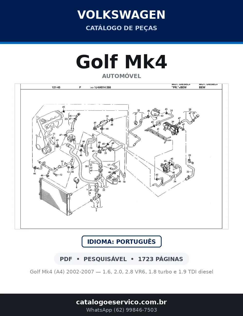 Catálogo de Peças Volkswagen Golf Mk4 1.6, 2.0 e 2.8 (2002-2006) — capa
