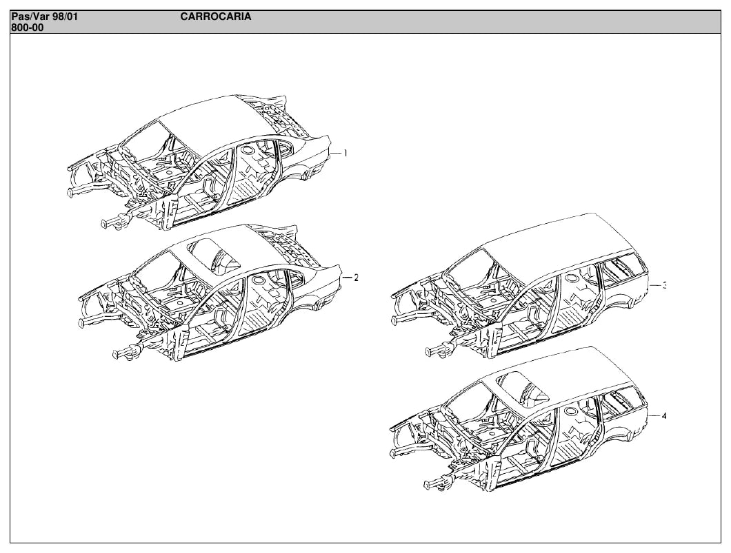 Vista explodida 2 — Catálogo de Peças Volkswagen Passat e Variant 1.8 e 2.8
