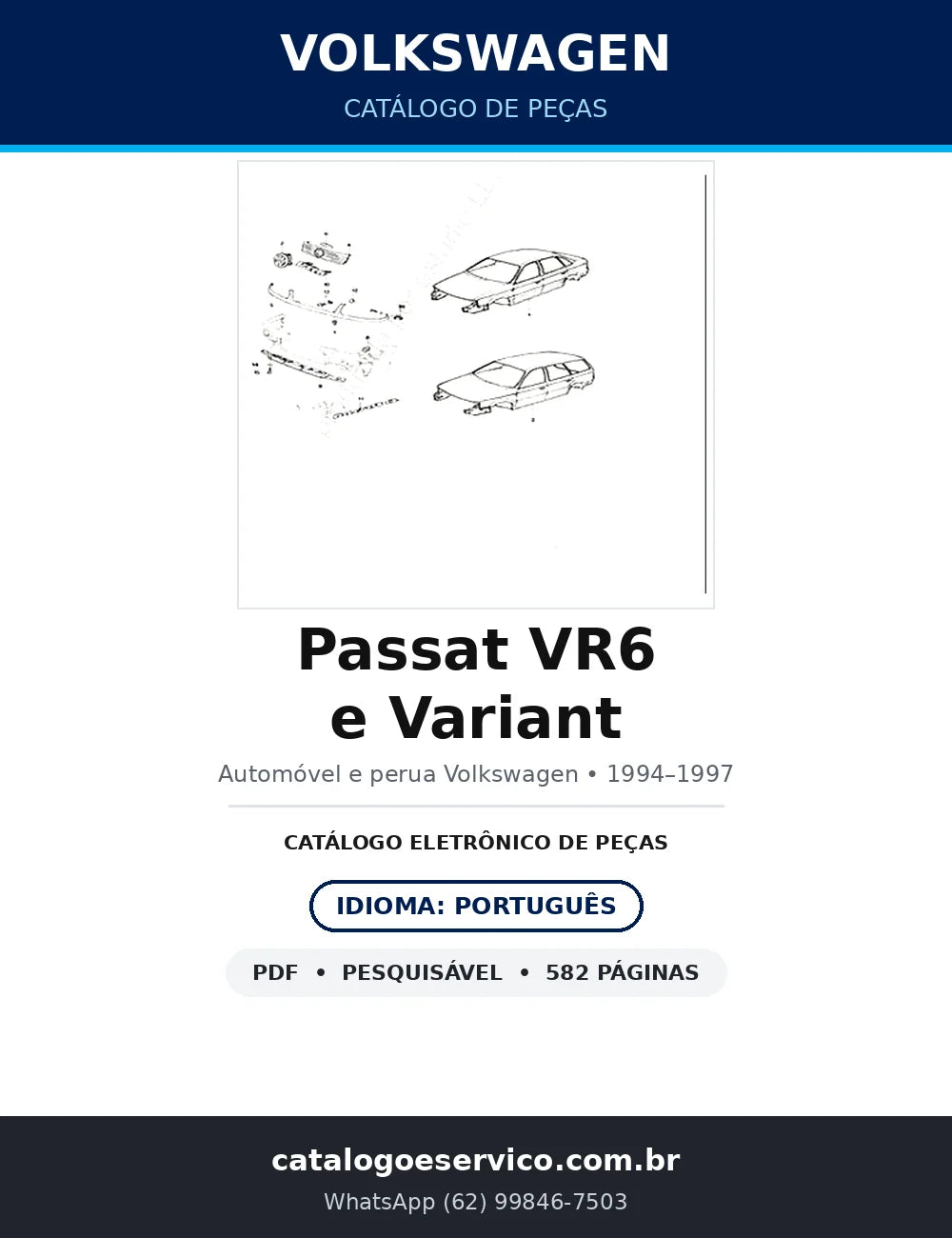 Catálogo de Peças Volkswagen Passat VR6 e Variant (1994–1997) — 582 págs. — capa