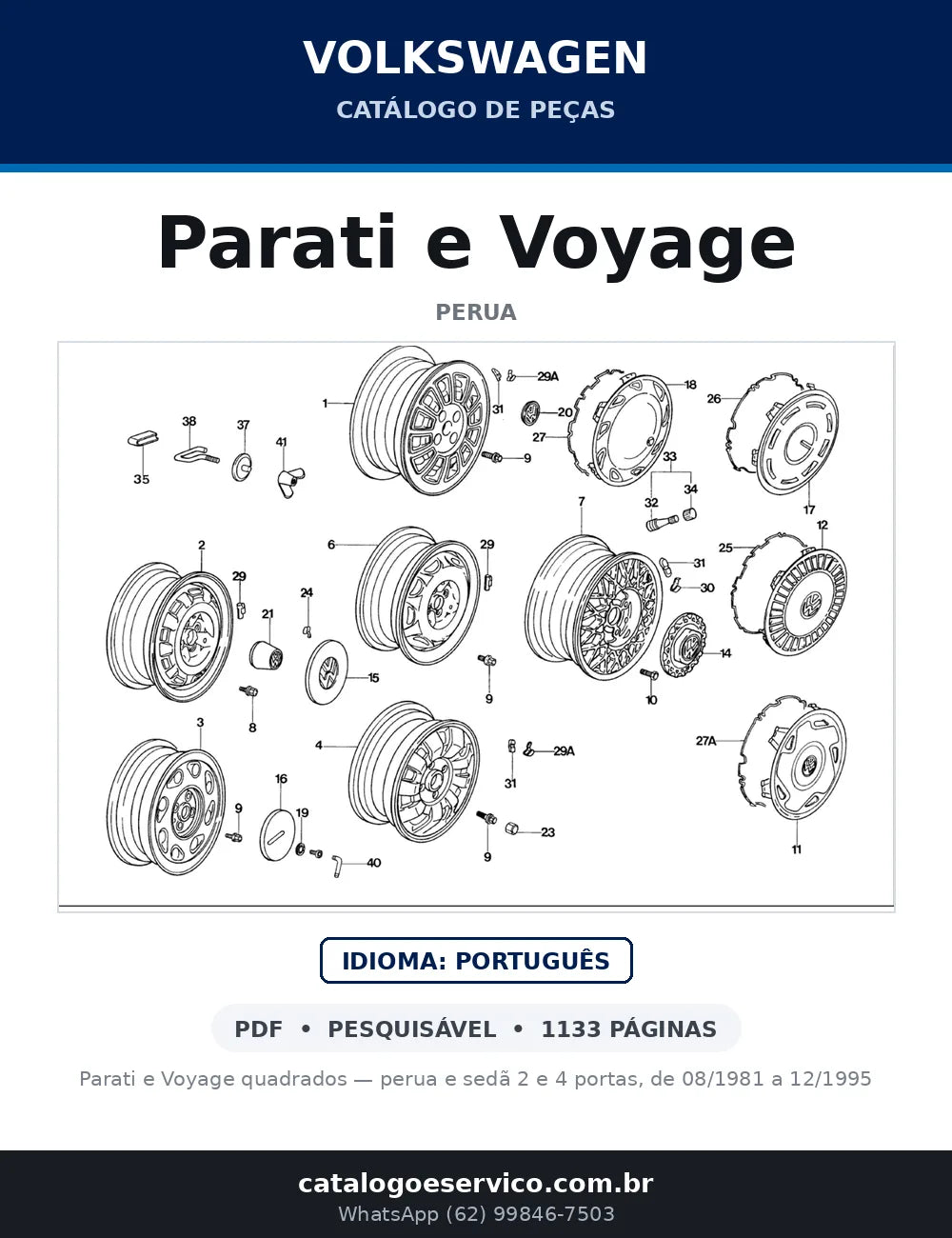 Catálogo de Peças Volkswagen Parati e Voyage quadrados (1982-1995) — capa