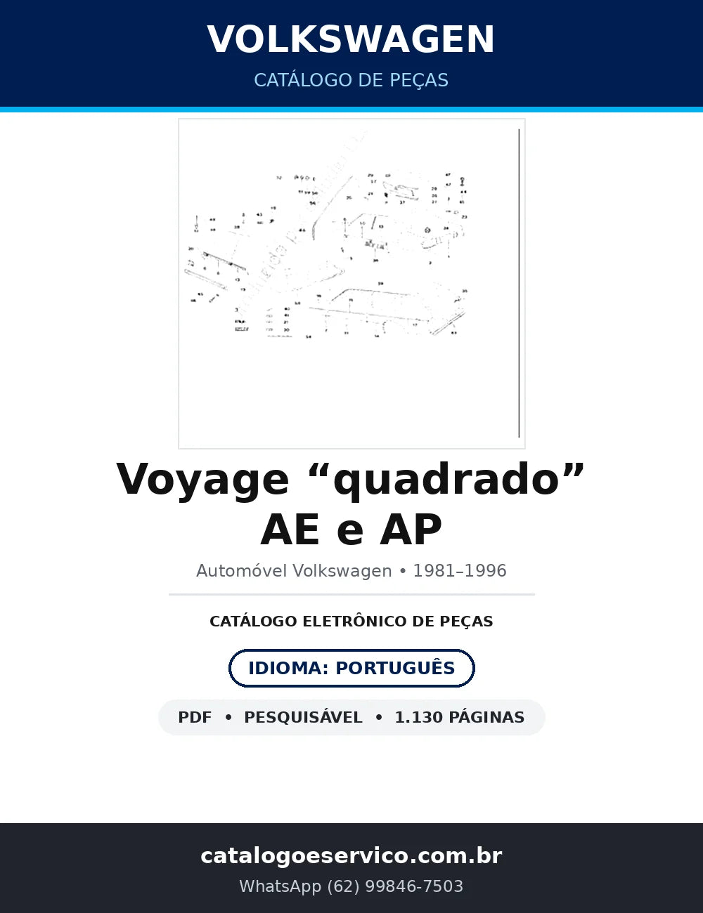Catálogo de Peças Volkswagen Voyage “quadrado” AE e AP (1981–1996) — 1.130 págs. — capa