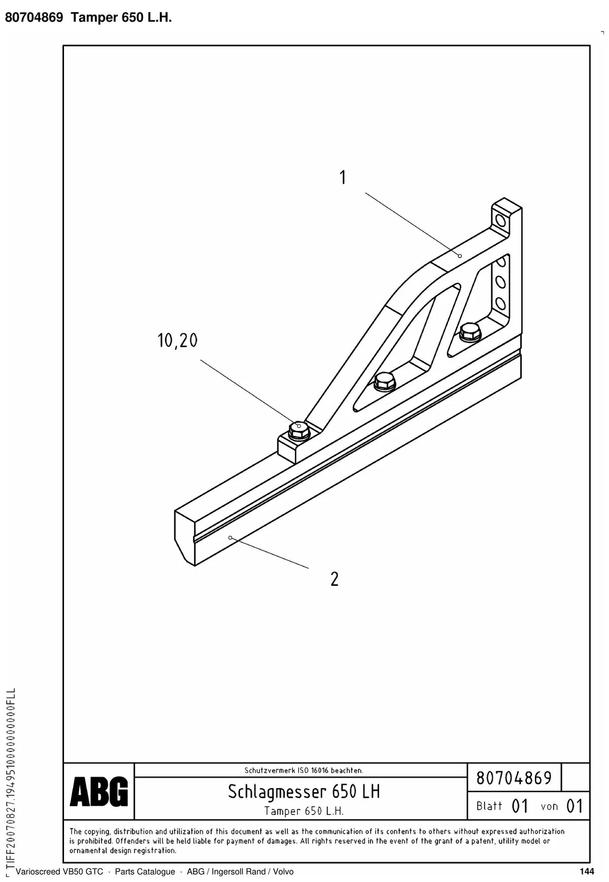 ABG Varioscreed VB50 GTC Ingersoll Rand — vista explodida 3