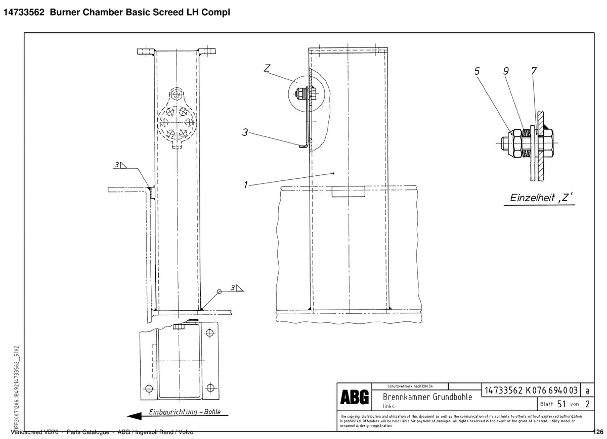 ABG Varioscreed VB76 Ingersoll Rand — vista explodida 1