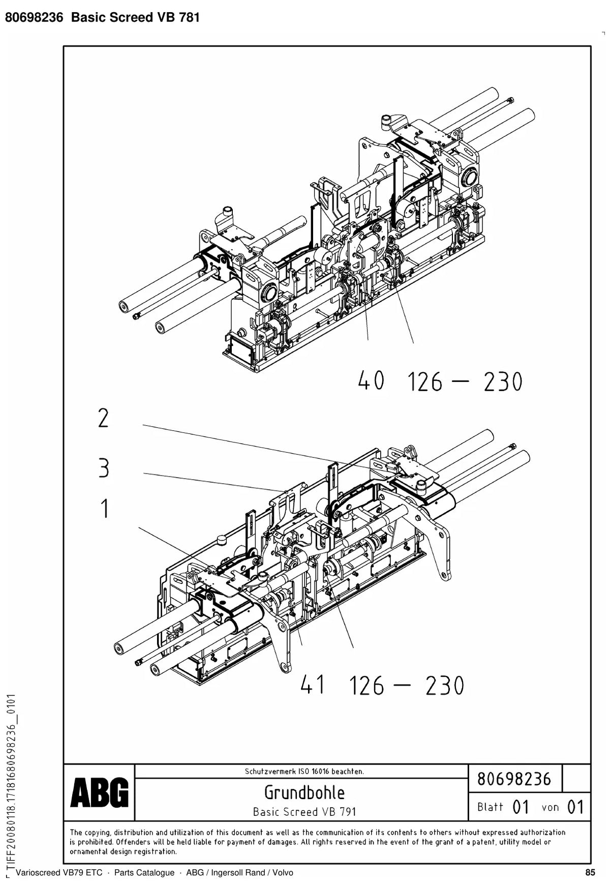 ABG Varioscreed VB79 ETC Ingersoll Rand — vista explodida 1