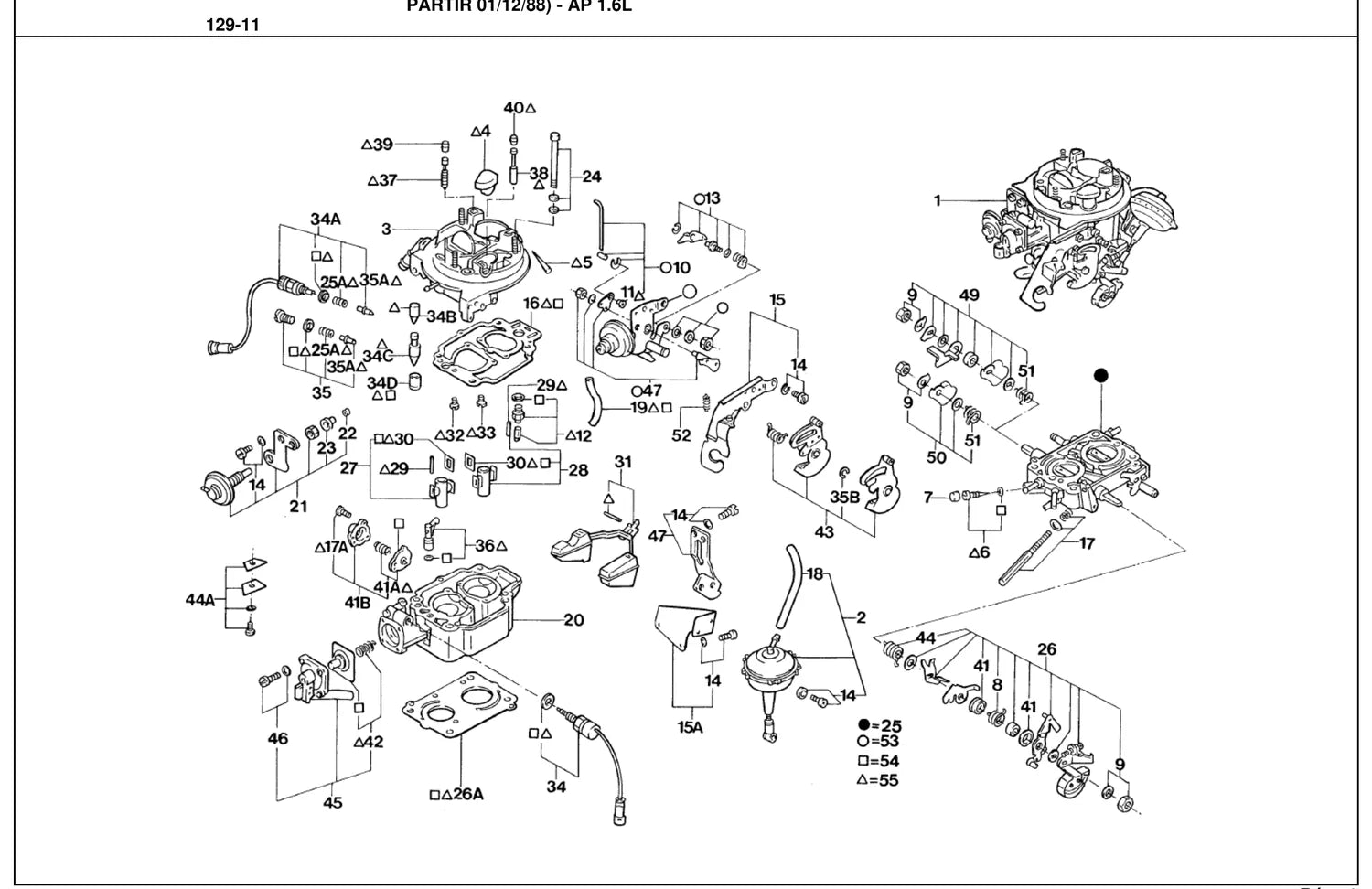 Catálogo de Peças Volkswagen Gol BX LS, CL, GT, GTI e GTS (1980-1997) — vista explodida 1 (pág. 364 do PDF)