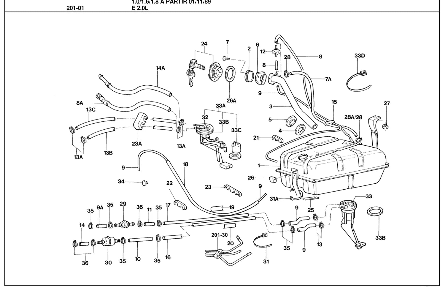 Catálogo de Peças Volkswagen Gol BX LS, CL, GT, GTI e GTS (1980-1997) — vista explodida 3 (pág. 653 do PDF)