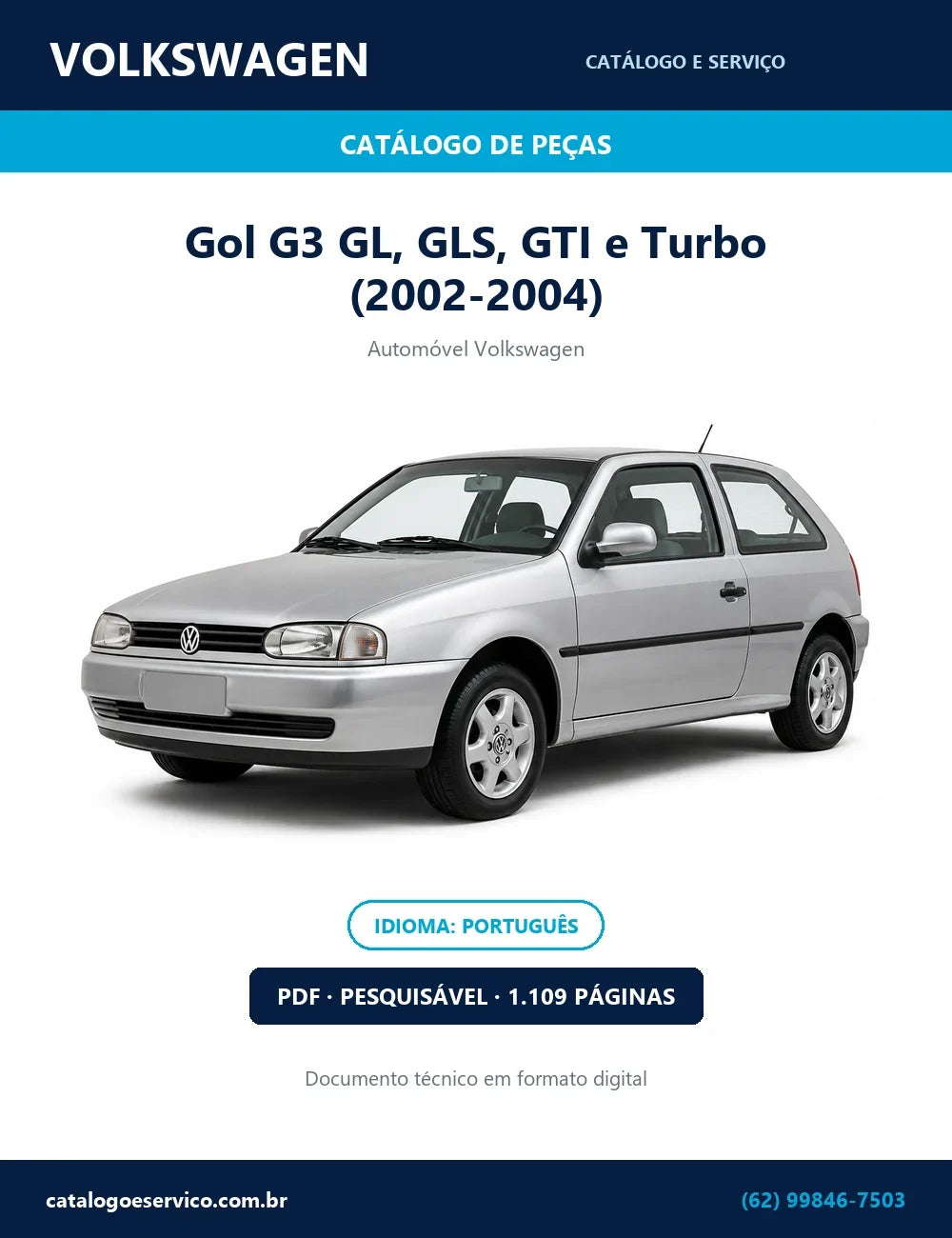 Catálogo de Peças Volkswagen Gol G3 GL, GLS, GTI e Turbo (2002-2004) — capa