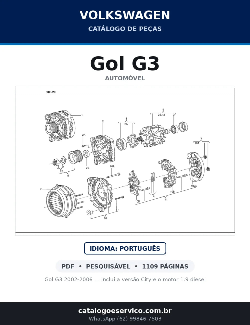 Catálogo de Peças Volkswagen Gol G3 GL, GLS, GTI e Turbo (2002-2004) — capa
