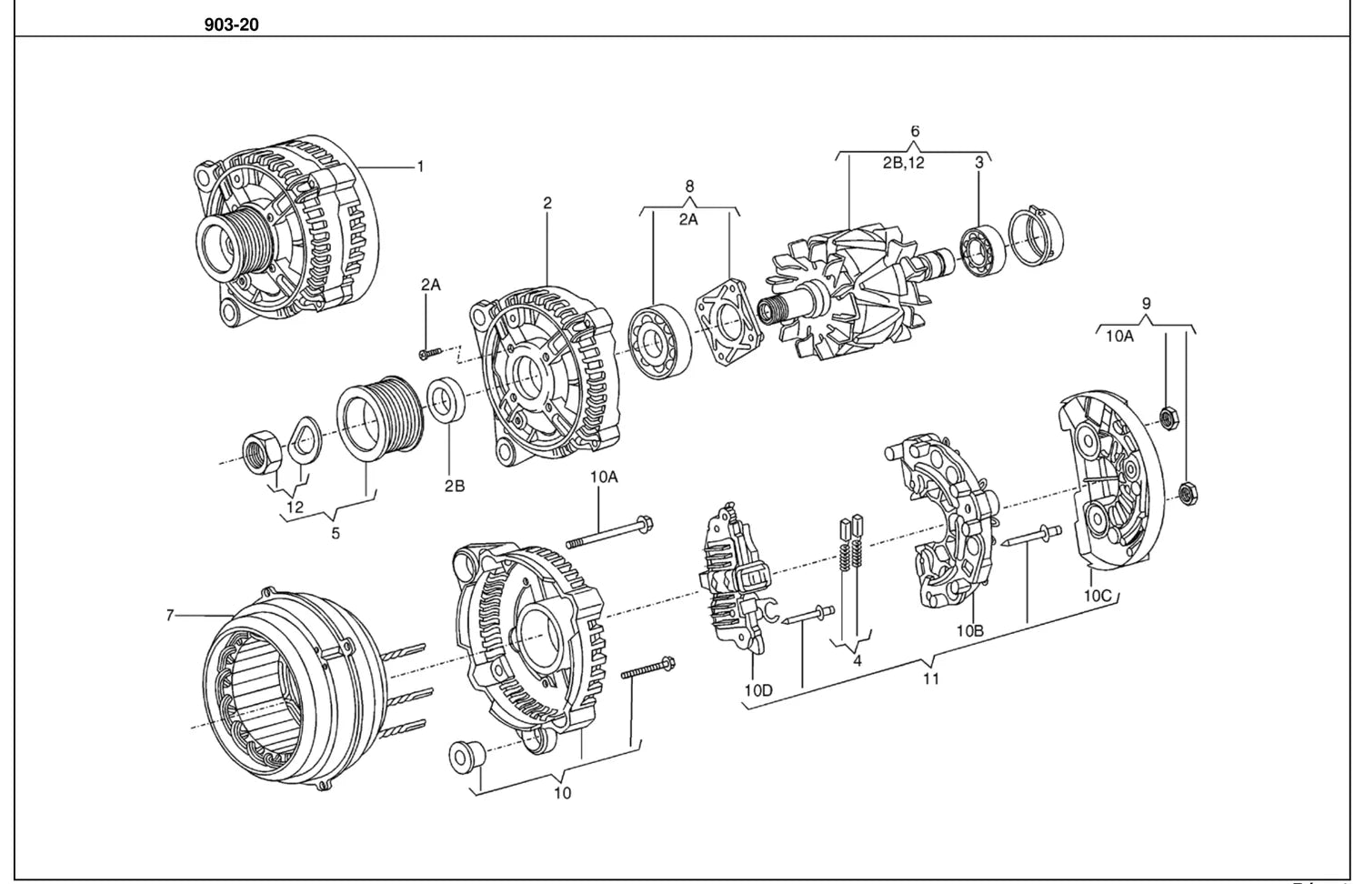 Catálogo de Peças Volkswagen Gol G3 GL, GLS, GTI e Turbo (2002-2004) — vista explodida 1 (pág. 901 do PDF)
