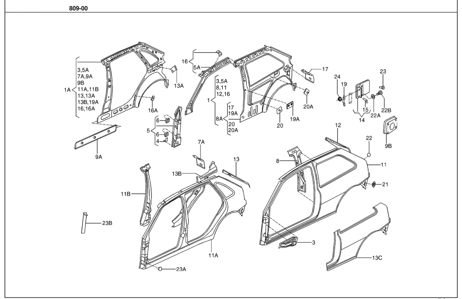 Catálogo de Peças Volkswagen Gol G3 GL, GLS, GTI e Turbo (2002-2004) — vista explodida 2 (pág. 540 do PDF)