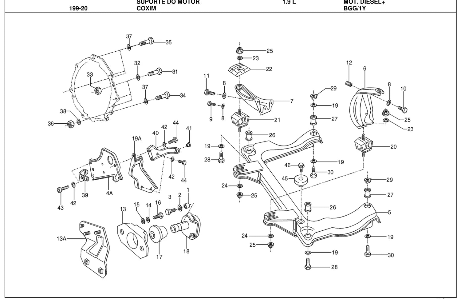 Catálogo de Peças Volkswagen Gol G3 GL, GLS, GTI e Turbo (2002-2004) — vista explodida 3 (pág. 283 do PDF)