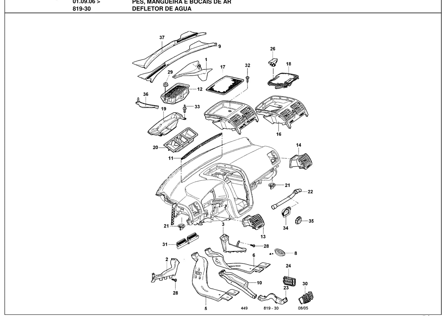 Catálogo de Peças Volkswagen Jetta 2.5 Tiptrônic (2006-2008) — vista explodida 2 (pág. 302 do PDF)