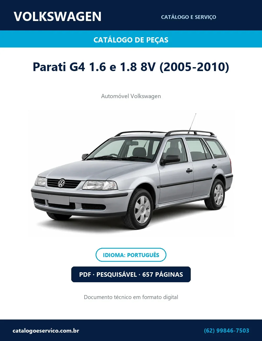 Catálogo de Peças Volkswagen Parati G4 1.6 e 1.8 8V (2005-2010) — capa