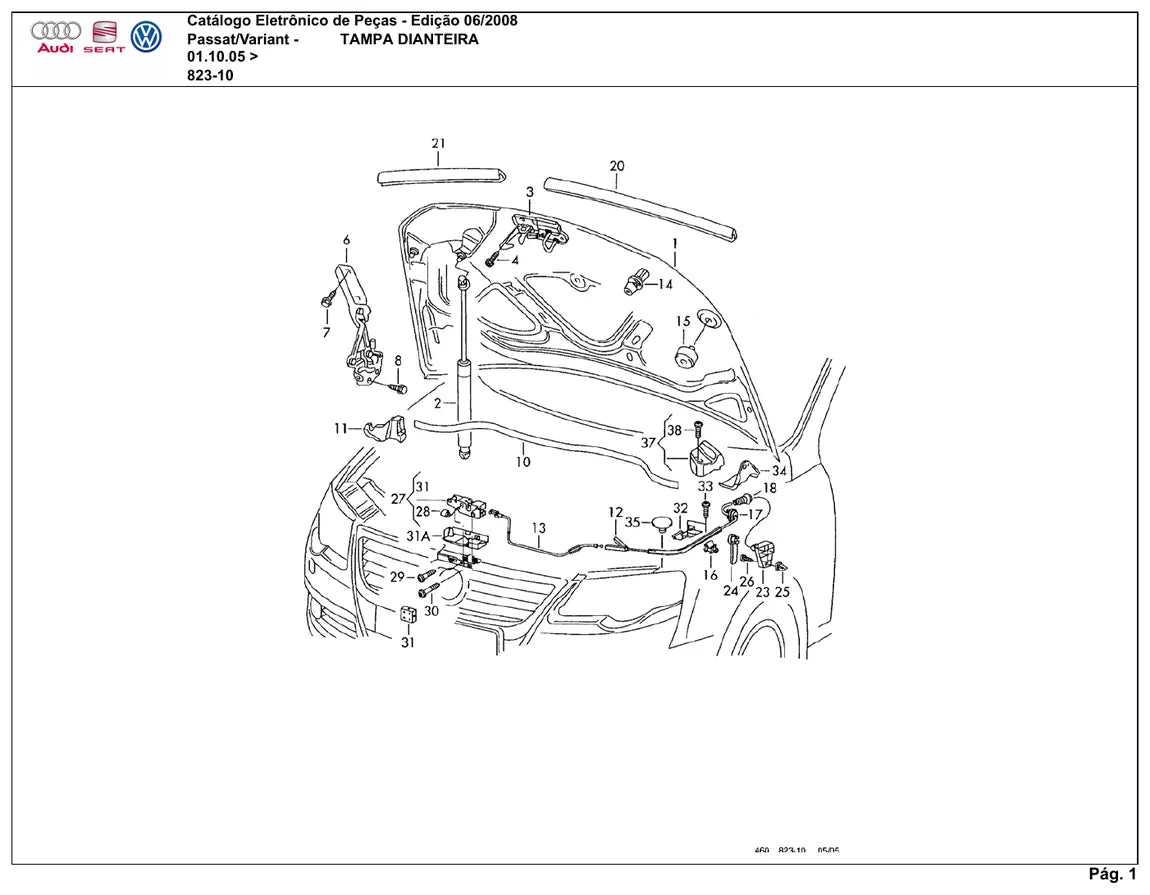 Vista explodida 2 — Catálogo de Peças Volkswagen Passat e Variant 1.6, 2.0, 3.2 e 3.6
