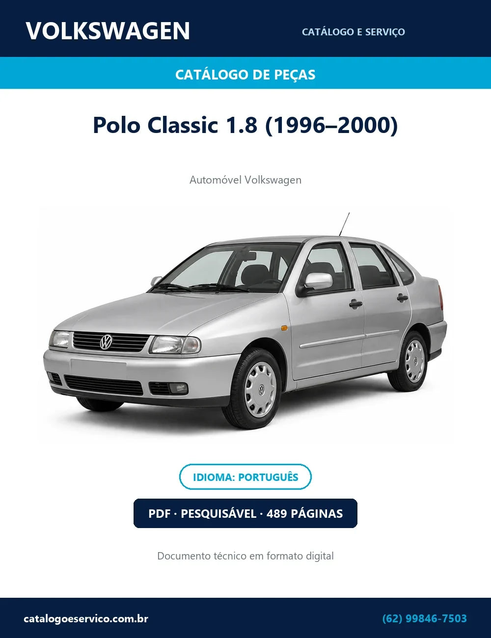 Catálogo de Peças Volkswagen Polo Classic 1.8 (1996–2000) — 489 págs. — capa