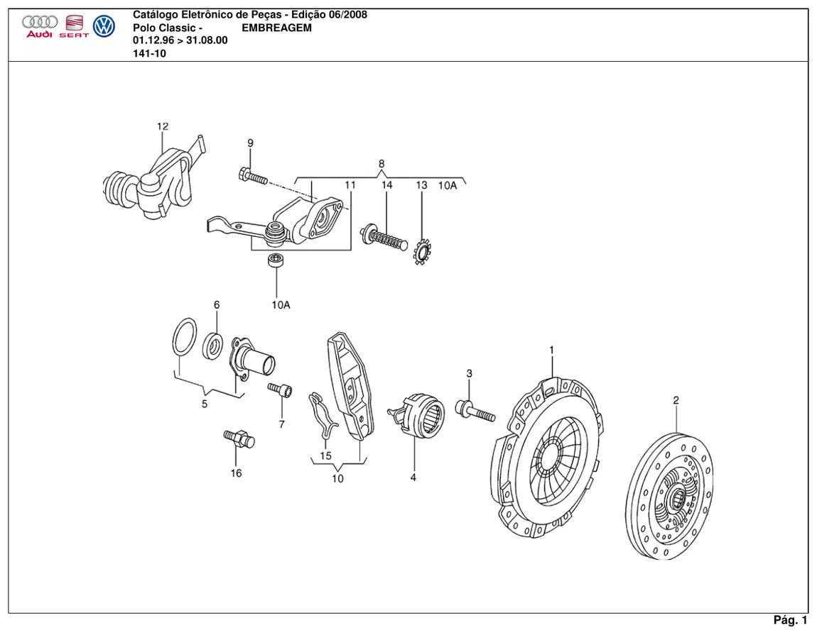 Vista explodida 1 — Catálogo de Peças Volkswagen Polo Classic 1.8