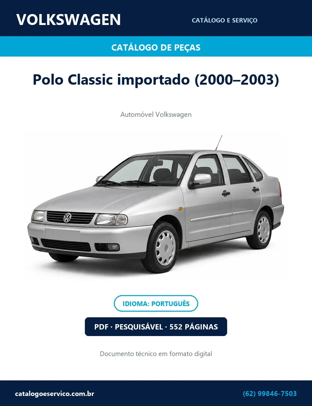 Catálogo de Peças Volkswagen Polo Classic importado (2000–2003) — 552 págs. — capa