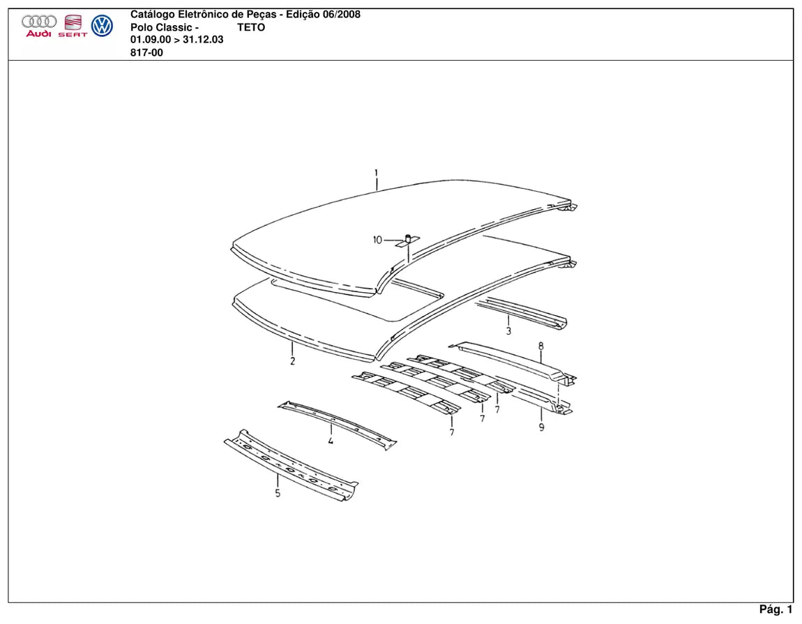 Vista explodida 2 — Catálogo de Peças Volkswagen Polo Classic importado