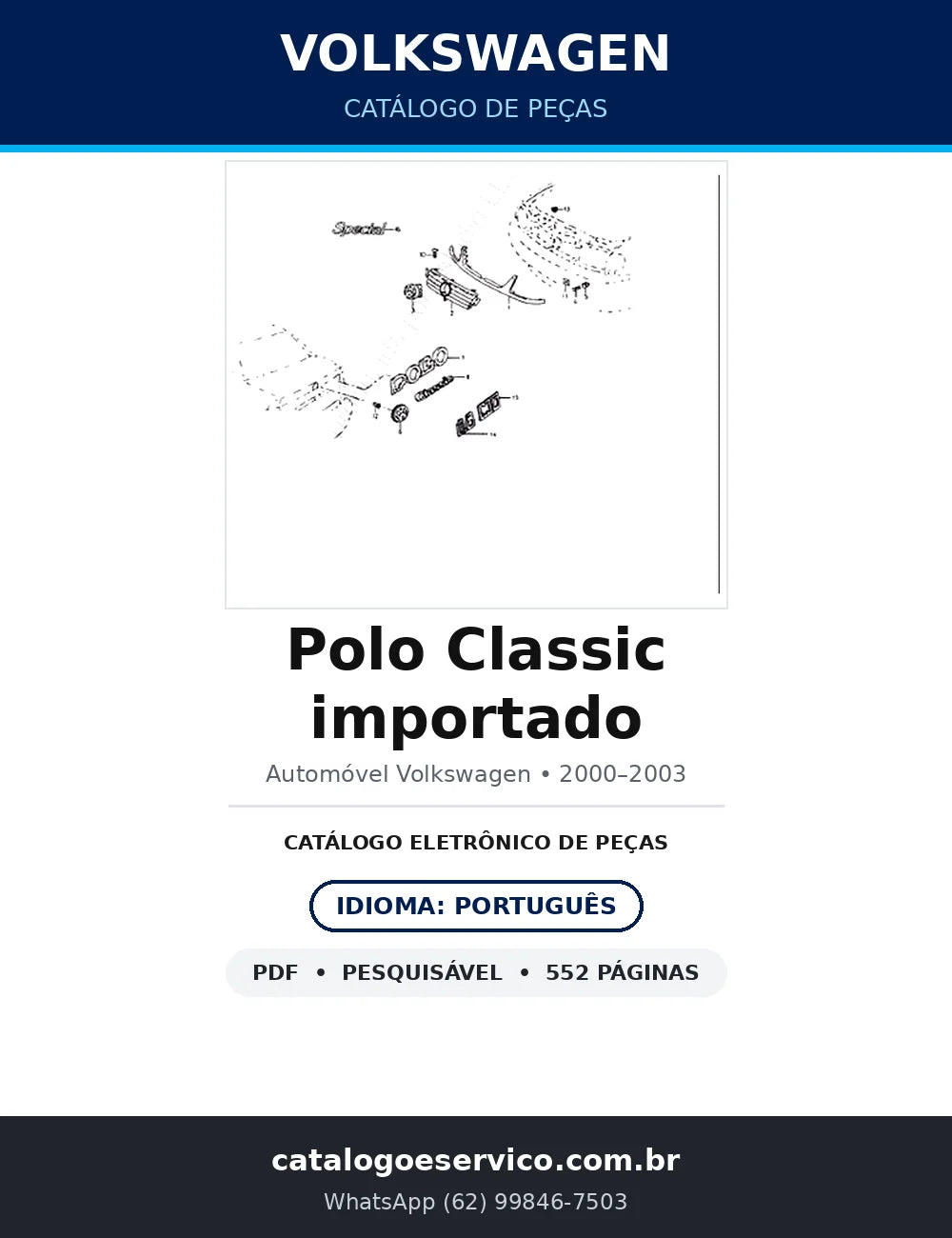 Catálogo de Peças Volkswagen Polo Classic importado (2000–2003) — 552 págs. — capa