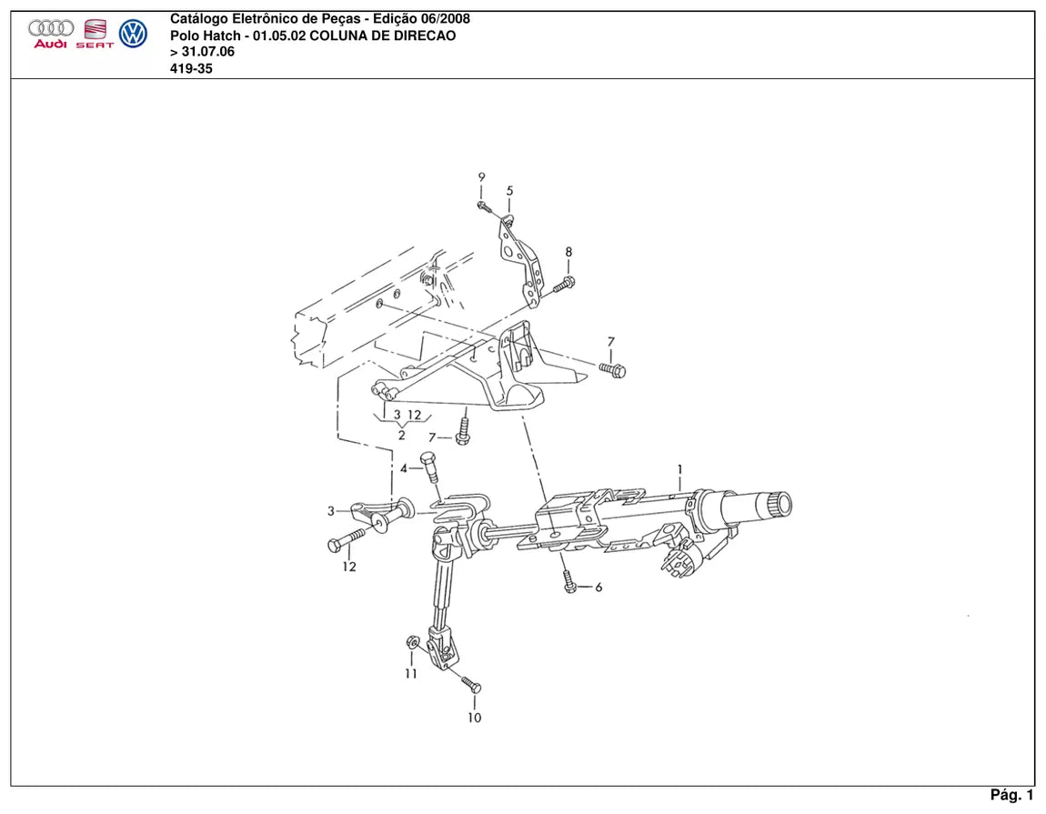 Vista explodida 1 — Catálogo de Peças Volkswagen Polo Hatch