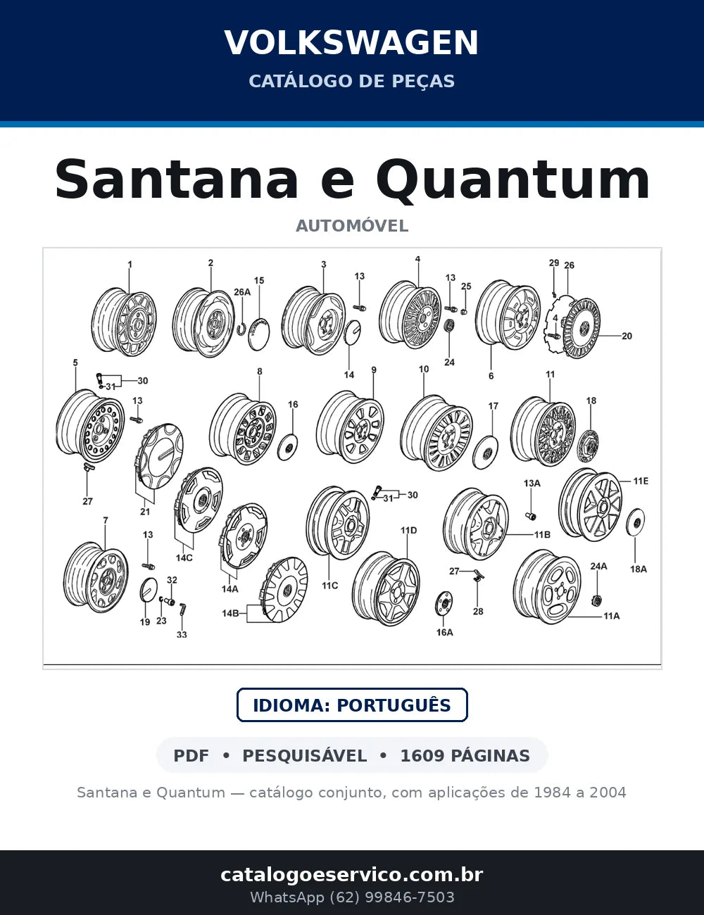 Catálogo de Peças Volkswagen Santana e Quantum 1.8 e 2.0 (1991-2005) — capa