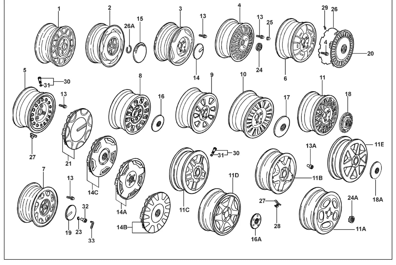 Catálogo de Peças Volkswagen Santana e Quantum 1.8 e 2.0 (1991-2005) — vista explodida 1 (pág. 534 do PDF)