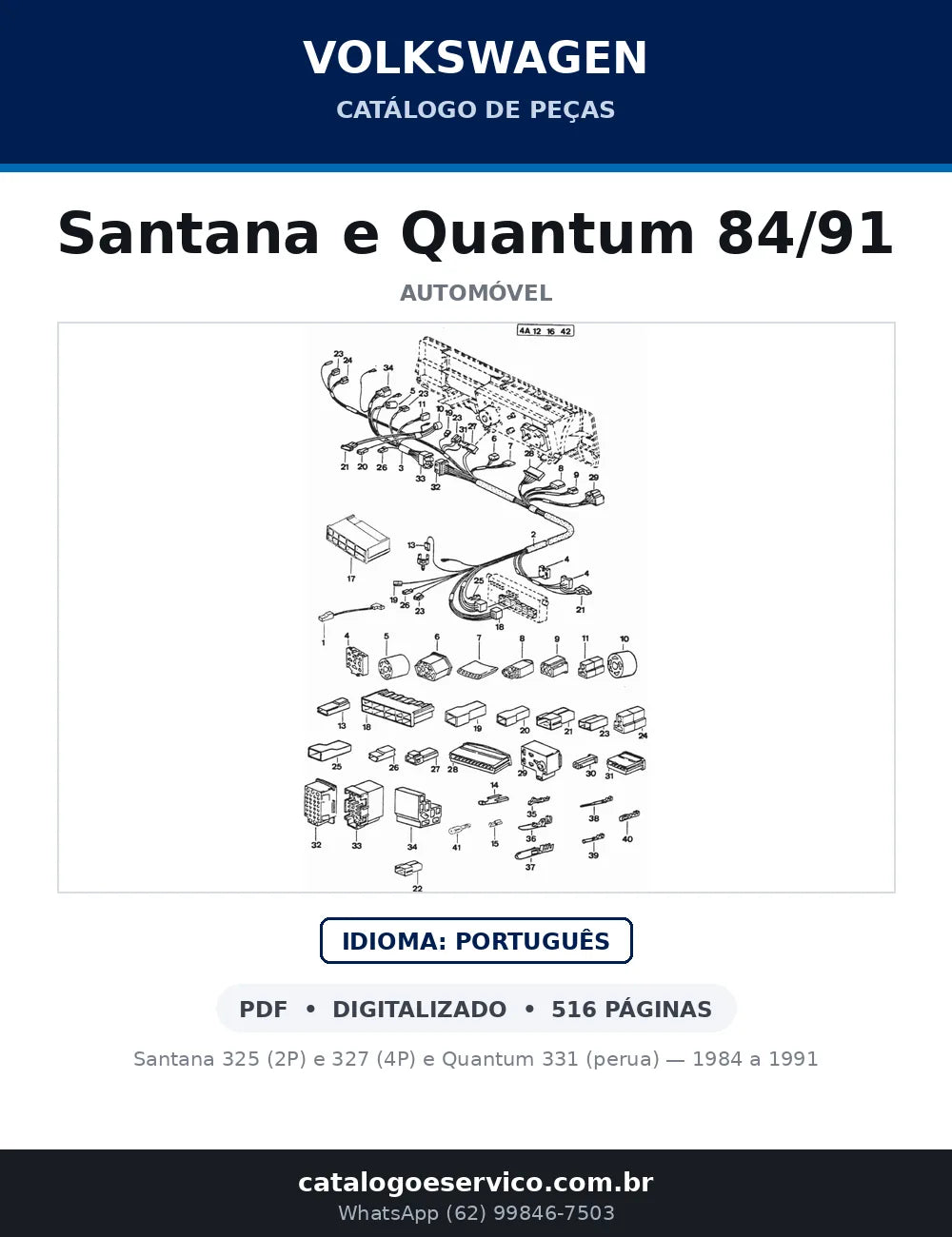 Catálogo de Peças Volkswagen Santana e Quantum 1.8 e 2.0 (1984-1991) — capa