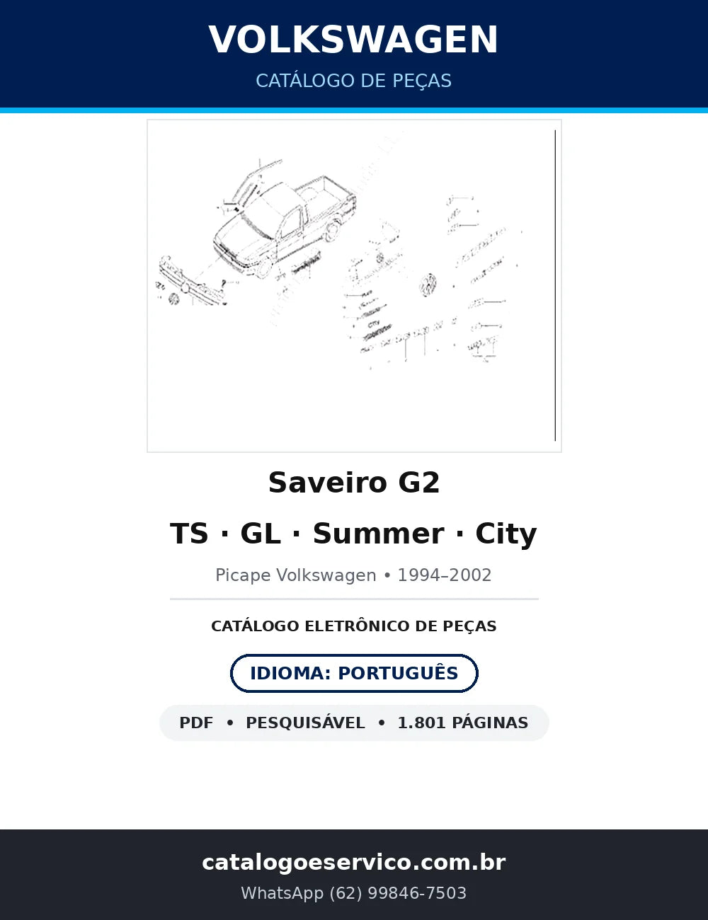 Catálogo de Peças Volkswagen Saveiro G2 TS, GL, Summer e City (1994-2002) — imagem original 1