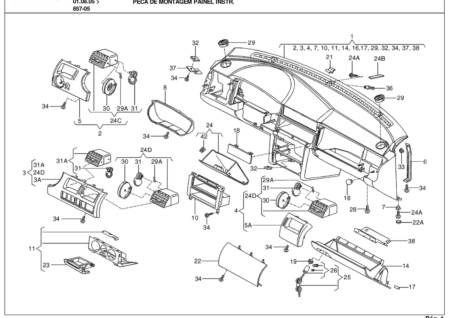 Catálogo de Peças Volkswagen Saveiro G4 (2005-2009) — vista explodida 1 (pág. 355 do PDF)