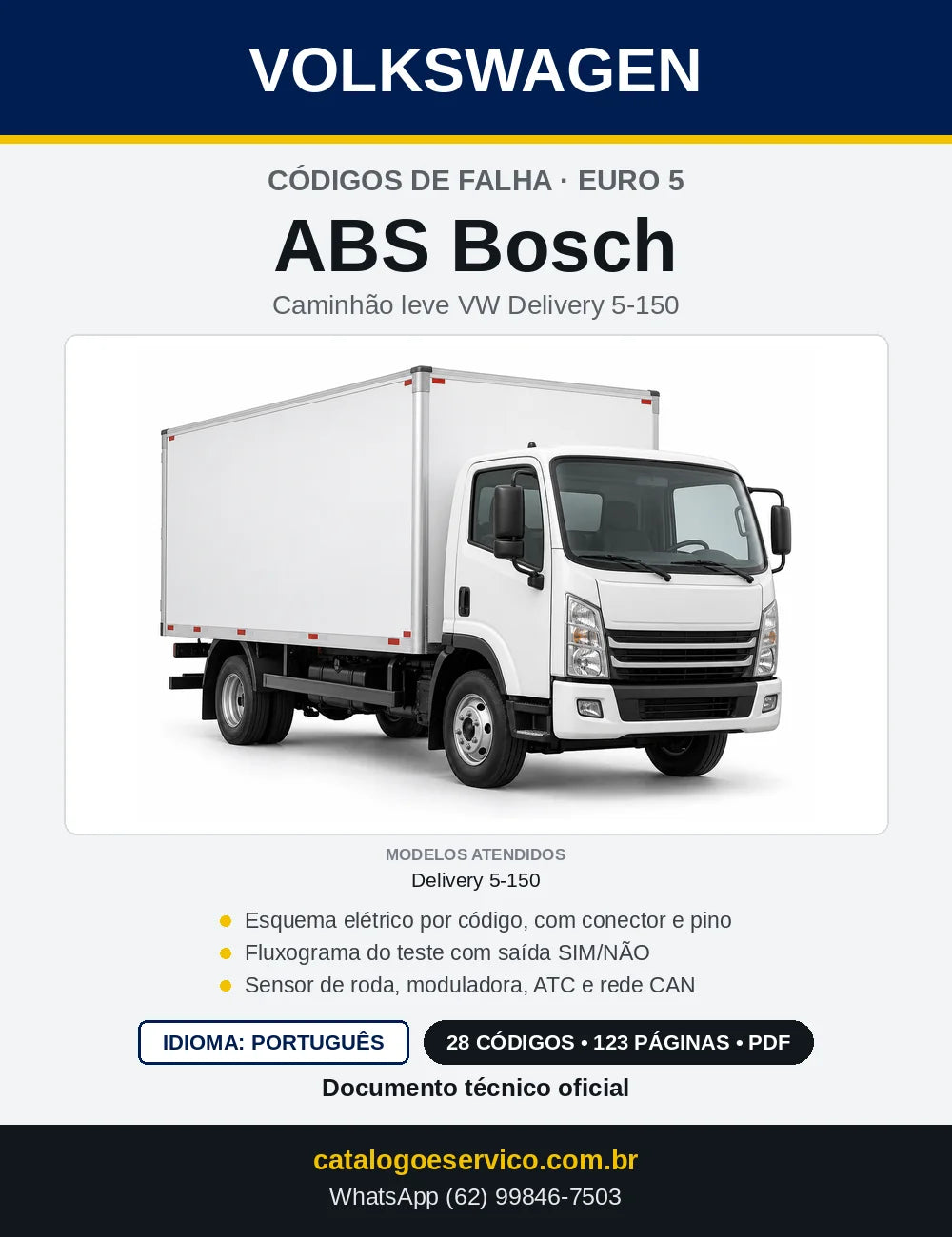 Capa — Códigos de Falha ABS Bosch VW Delivery 5-150 Euro 5 com Esquemas Elétricos