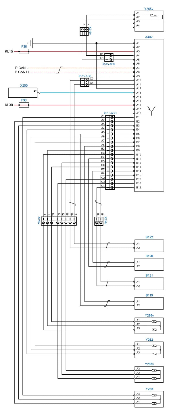Página do manual de diagnóstico ABS Caminhão Volkswagen Worker Euro 5 — esquema elétrico e passo a passo (amostra 3)