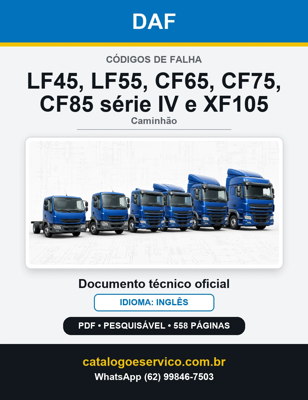 Códigos de Falha DAF LF45, LF55, CF65, CF75, CF85 série IV e XF105 — capa