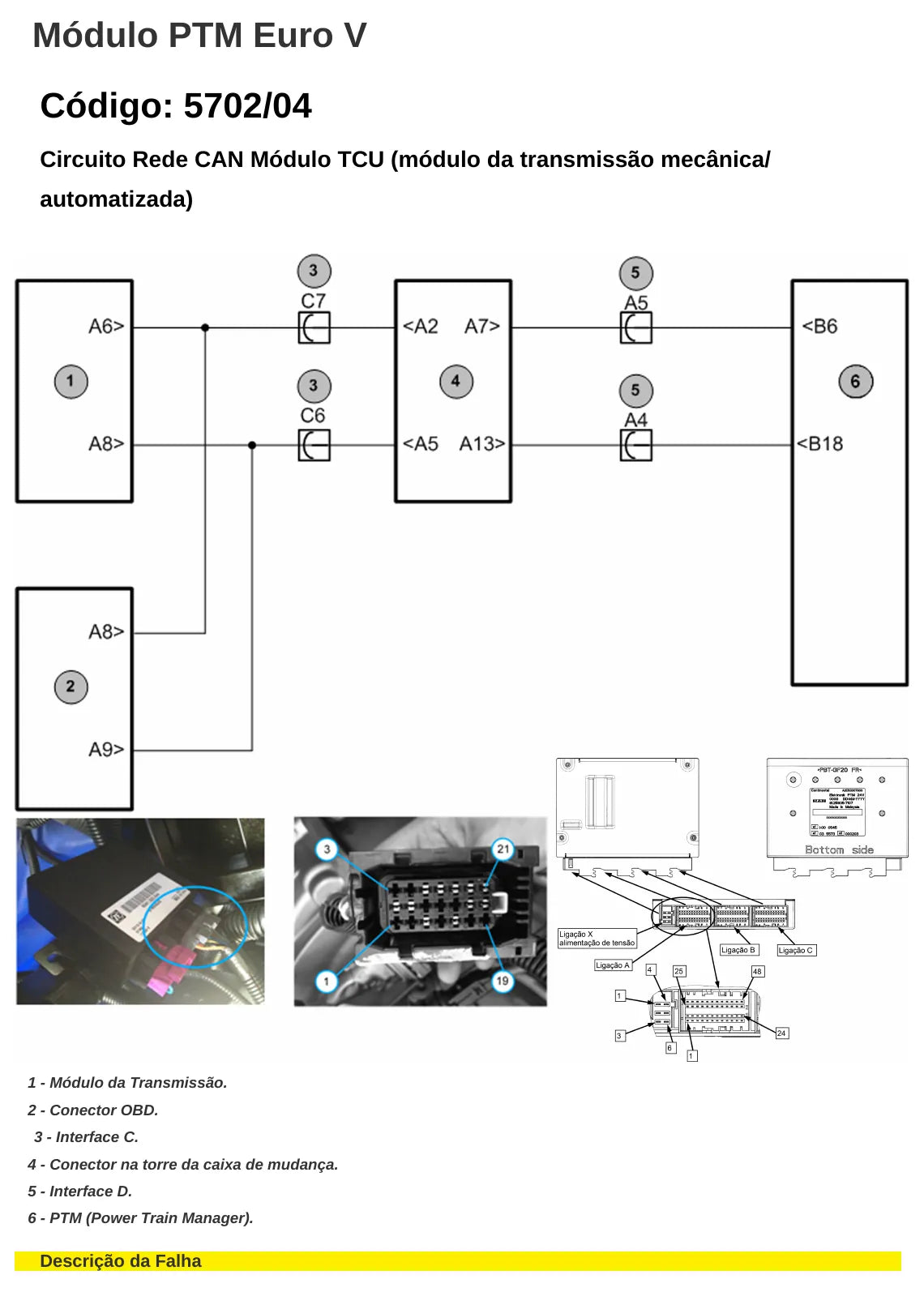 Página do manual de diagnóstico PTM Chassi de ônibus Volkswagen Volksbus Euro 5 — esquema elétrico e passo a passo (amostra 4)