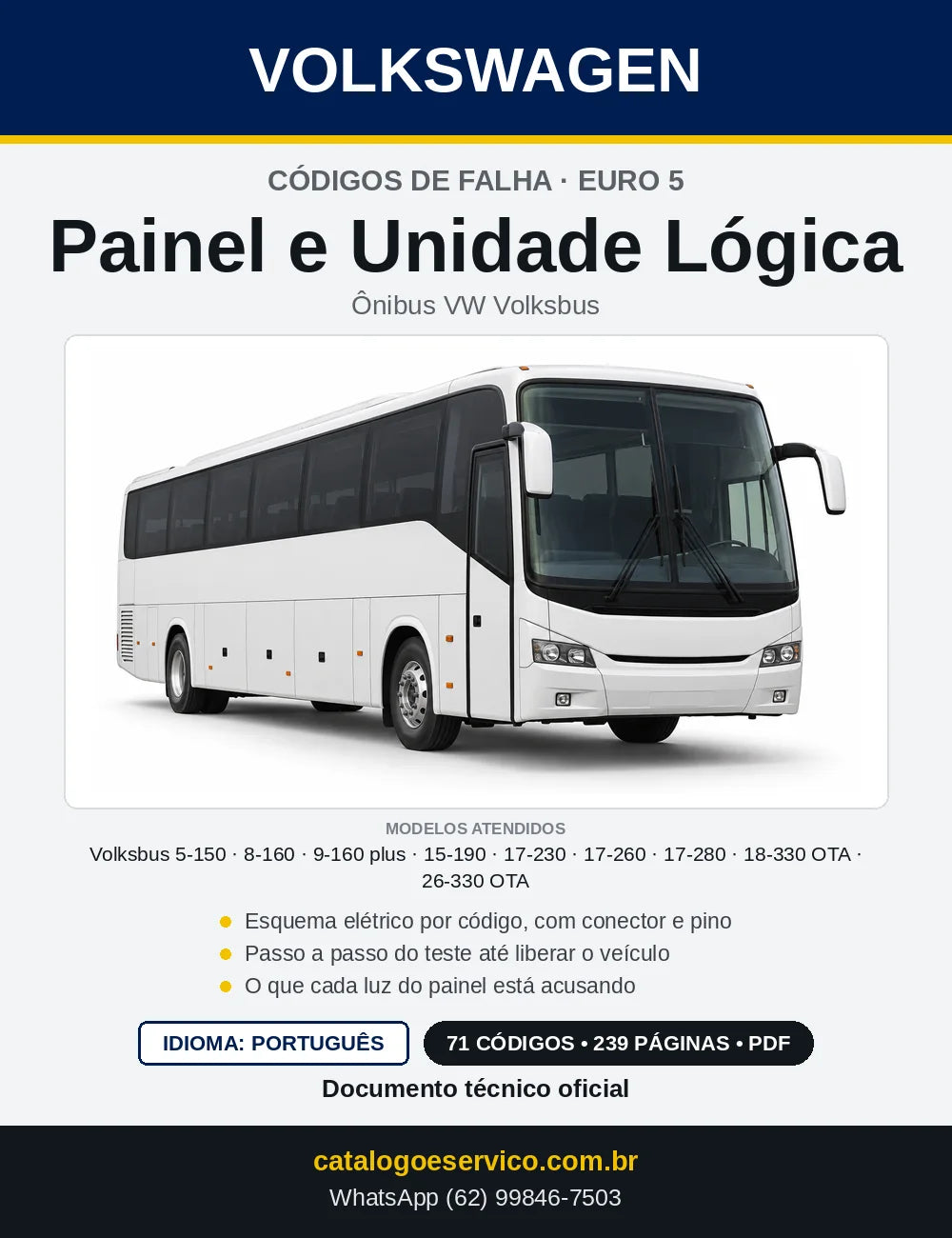 Capa — Códigos de Falha do Painel e Unidade Lógica (LU) Ônibus Volksbus Euro 5 com Esquemas Elétricos (5-150, 8-160, 9-160 plus, 15-190, 17-230, 17-260, 17-280, 18-330 e 26-330)