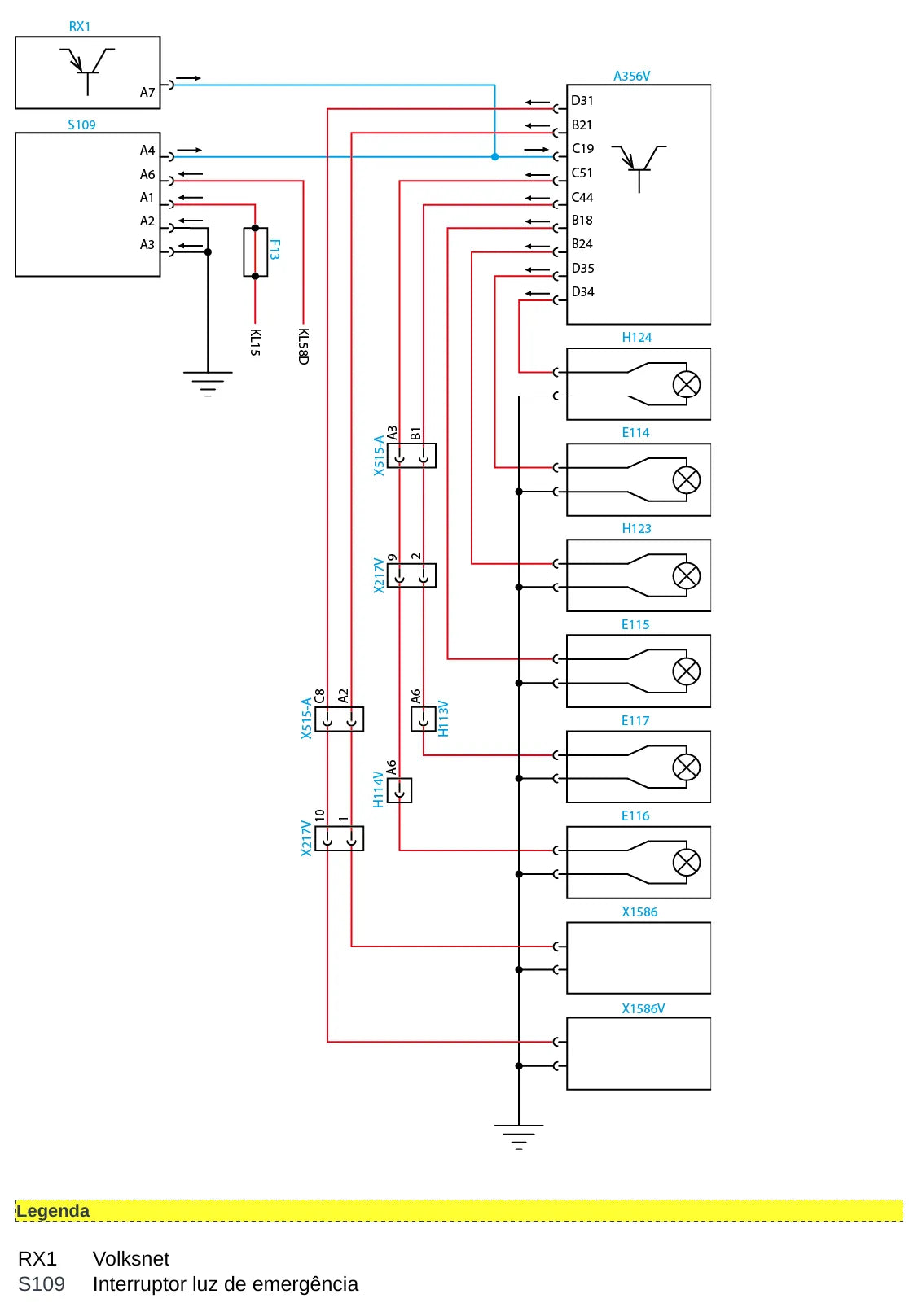 Página do manual de diagnóstico LU Caminhão Volkswagen Worker Euro 5 — esquema elétrico e passo a passo (amostra 1)