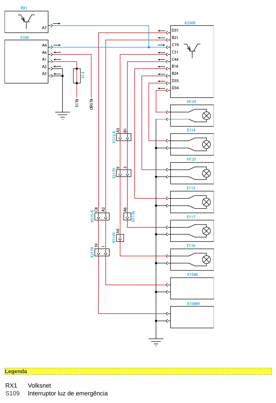 Página do manual de diagnóstico LU Caminhão Volkswagen Worker Euro 5 — esquema elétrico e passo a passo (amostra 2)