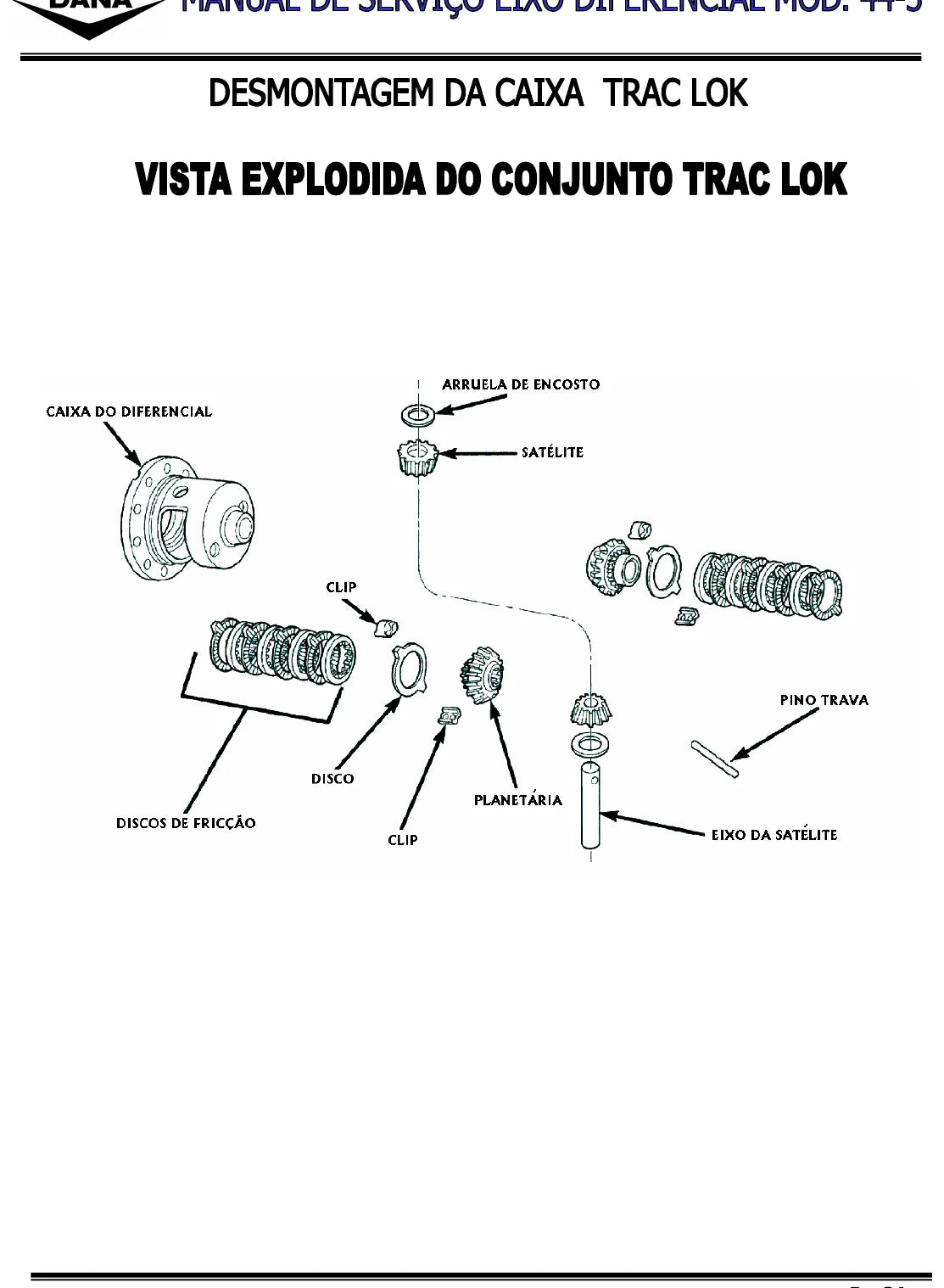 Manual de Oficina Eixo Diferencial Dana 44-3 com Trac-Lok (Português) — página interna 2 do PDF (Manual de Serviço)