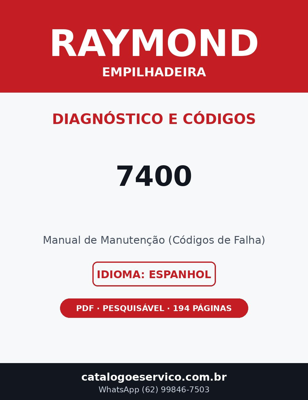 Manual de Manutenção (Códigos de Falha) Raymond 7400 — Empilhadeira (Espanhol)