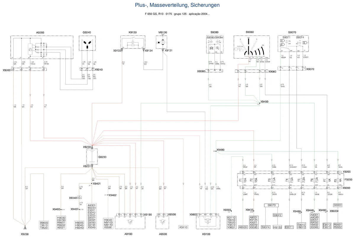 Página do Diagrama Elétrico BMW F 650 GS — esquema de fiação em PDF
