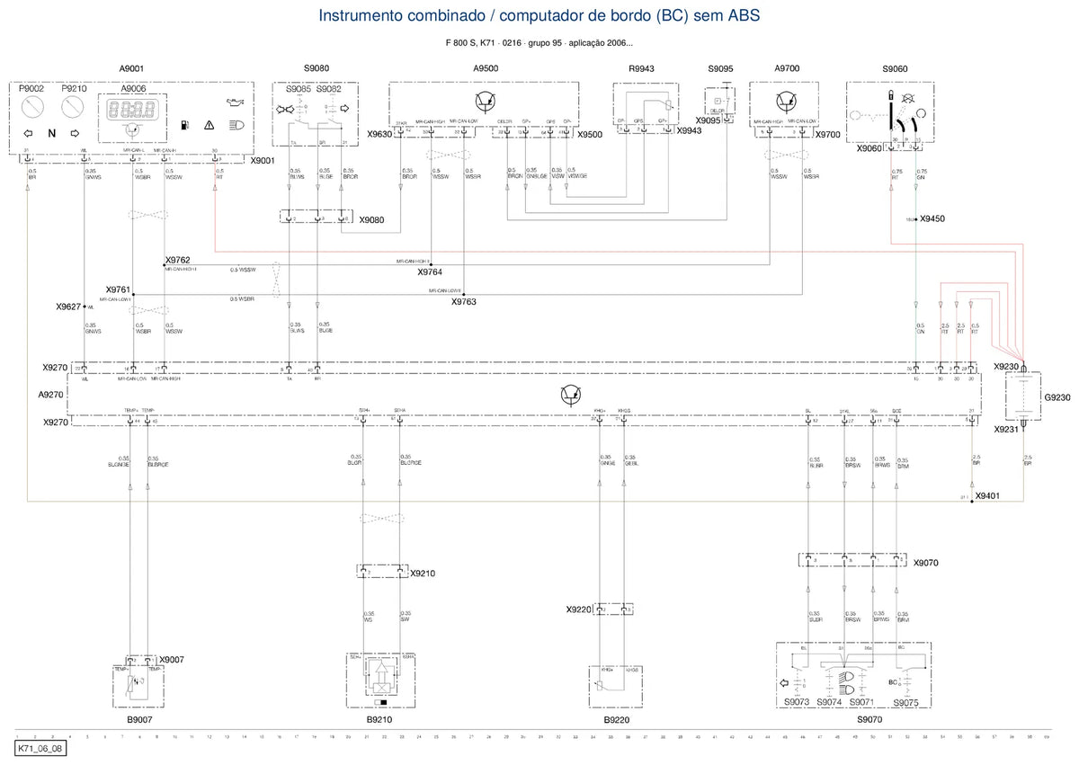 Página do Diagrama Elétrico BMW F 800 S — esquema de fiação em PDF