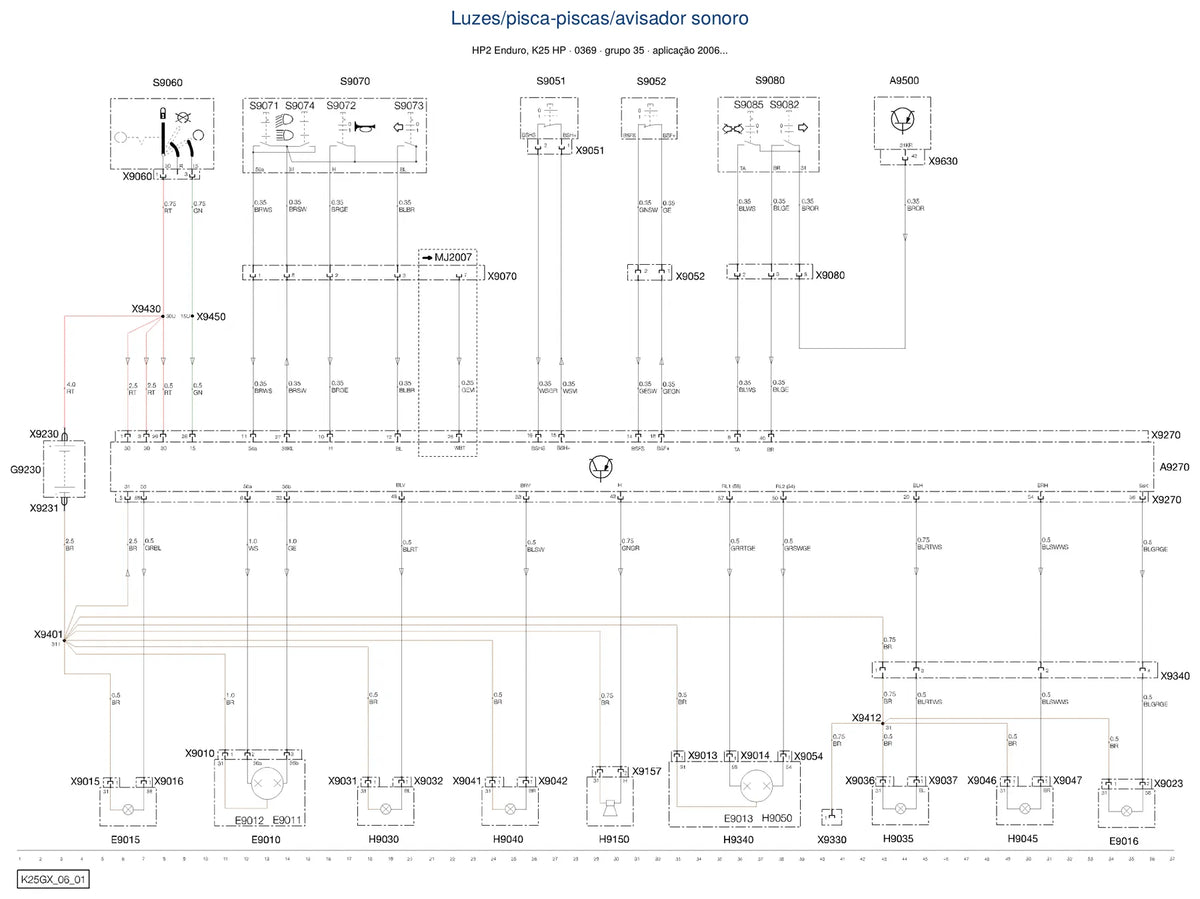 Página do Diagrama Elétrico BMW HP2 Enduro — esquema de fiação em PDF