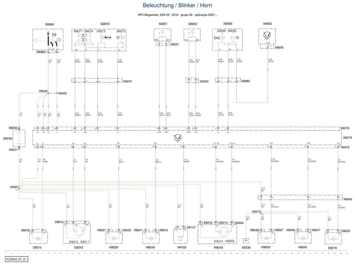 Página do Diagrama Elétrico BMW HP2 Megamoto — esquema de fiação em PDF