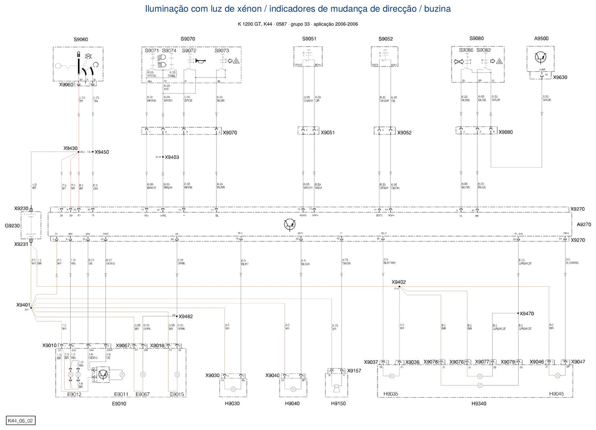 Página do Diagrama Elétrico BMW K 1200 GT — esquema de fiação em PDF