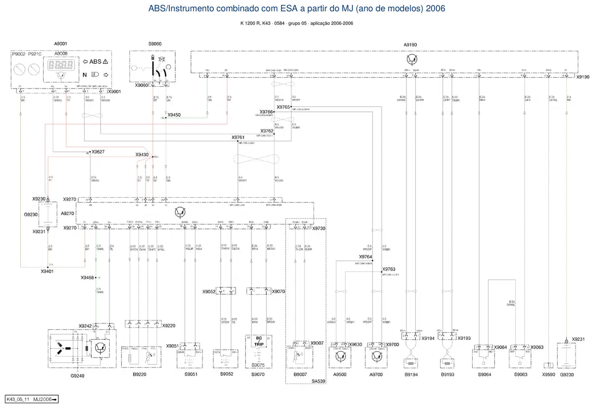 Página do Diagrama Elétrico BMW K 1200 R — esquema de fiação em PDF