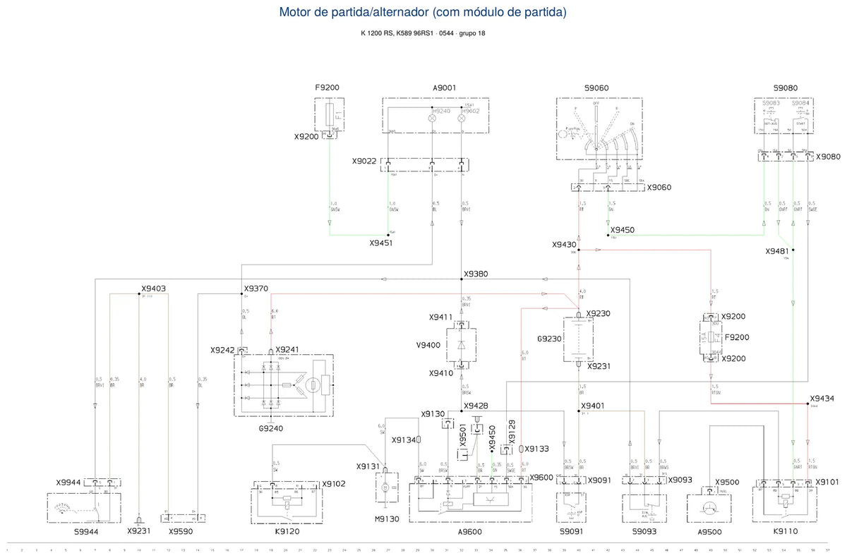 Página do Diagrama Elétrico BMW K 1200 RS — esquema de fiação em PDF