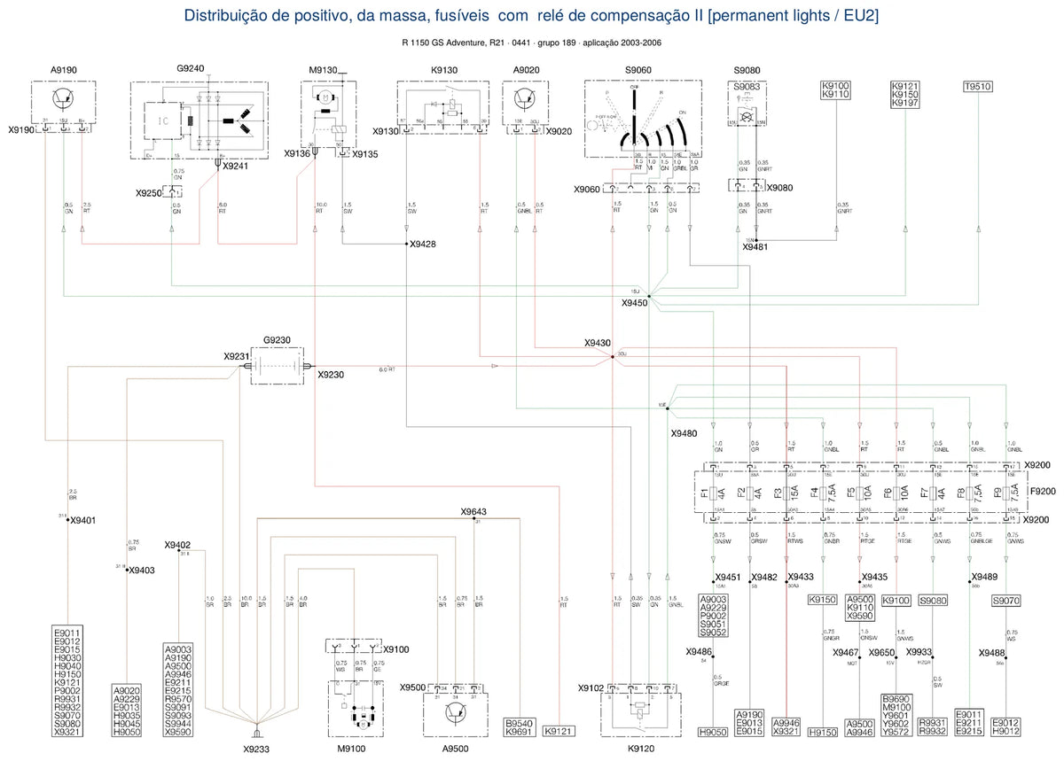 Página do Diagrama Elétrico BMW R 1150 GS Adventure — esquema de fiação em PDF